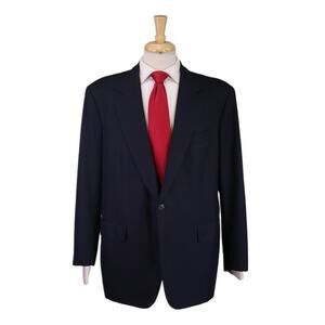 Ying Tai Ltd Bespoke Navy Blue Wool Fleece 2-Btn Handmade Suit 44R